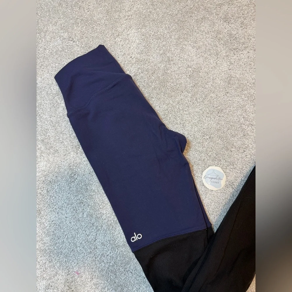 Alo Yoga High Waist Goddess Legging Navy Blue Black